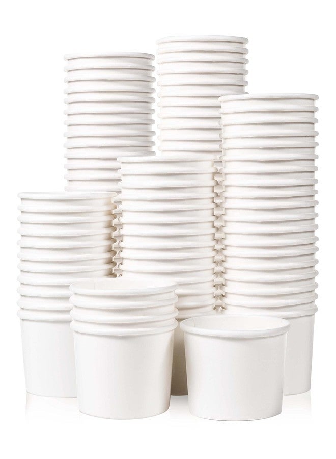MATICAN Paper Ice Cream Cups - 100-Count 5.5-Oz Disposable Dessert Bowls for Hot or Cold Food, 5.5-Ounce Party Supplies Treat Cups for Sundae, Frozen Yogurt, Soup, White - Image 1
